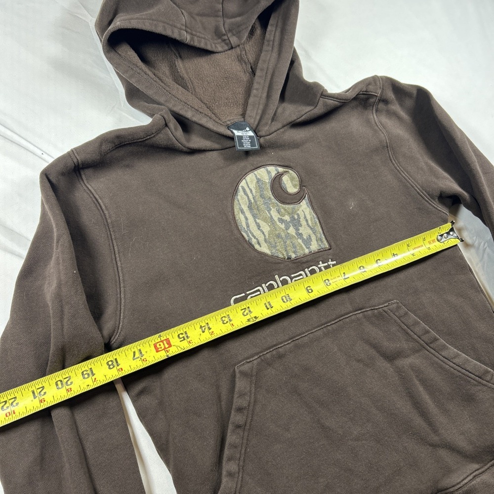 Carhartt Hoodie Boys XL Brown Y2K Bug Logo Camo Skate Back To School Vibes 🔥 - Picture 3 of 8